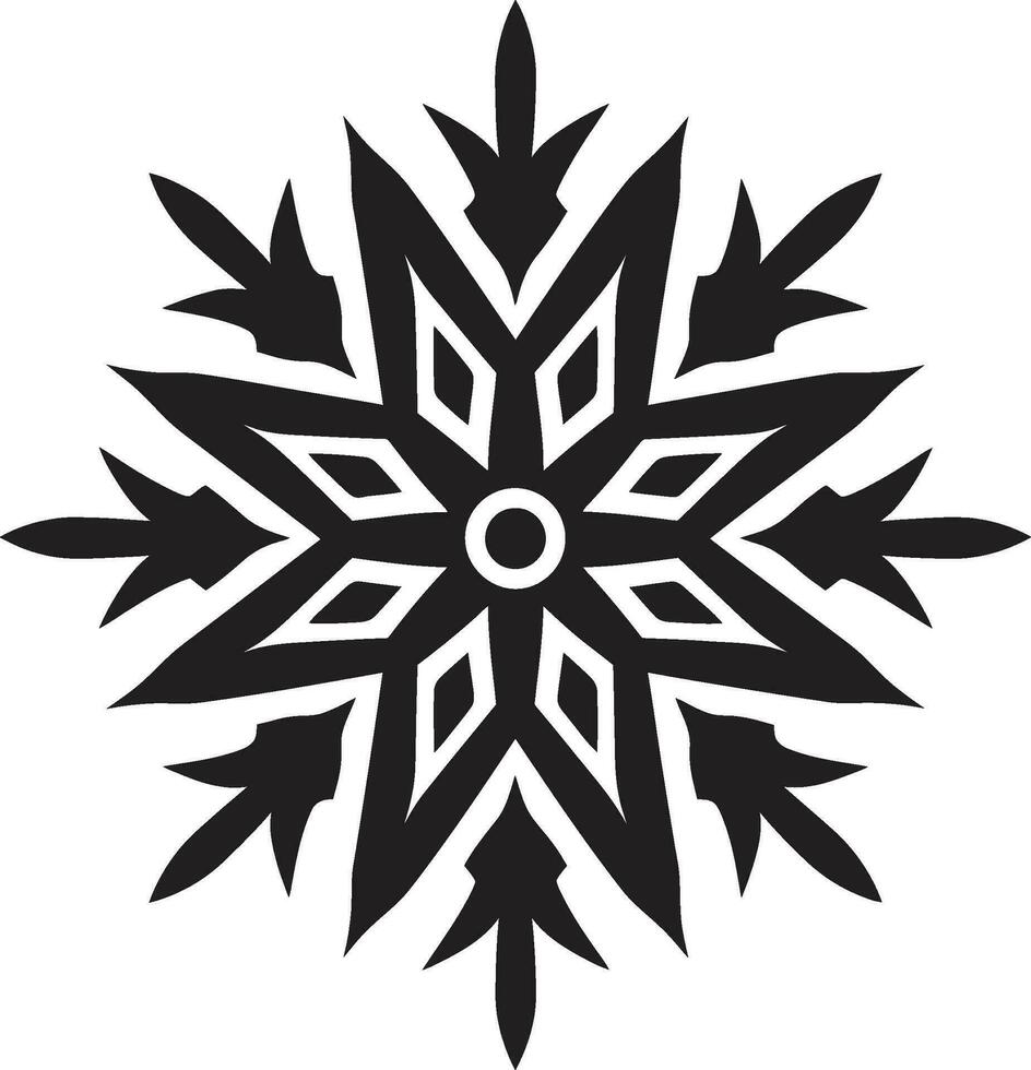 Elegant Snowflake Emblem Modern Black Logo Design Winters Beauty Iconic Monochromatic Snowflake Vector