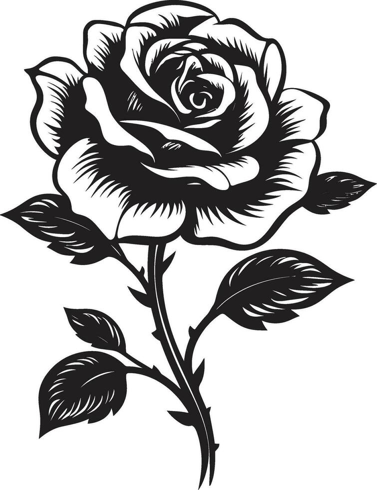 Nature in Monochrome Serenity Emblematic Floral Art Elegance in Rose Beauty Monochrome Emblematic Rose Logo vector