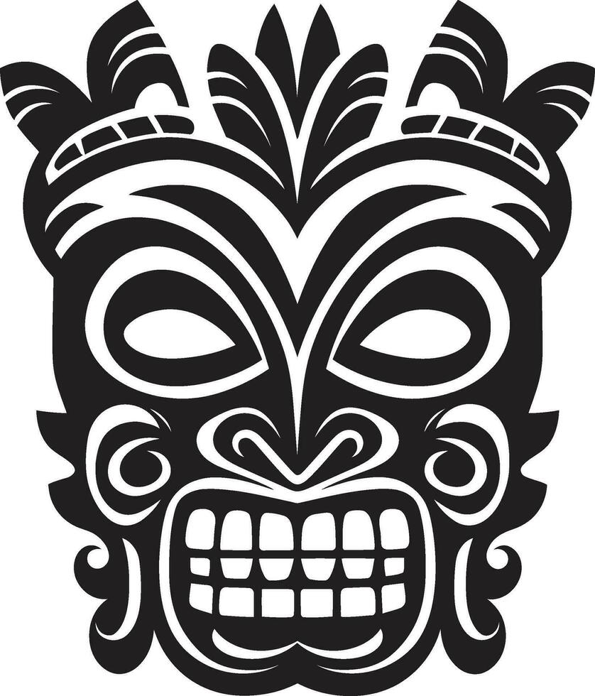 Simplistic Totem Monochromatic Mask Silhouette Noble Guardian of Tradition Black Vector Emblem