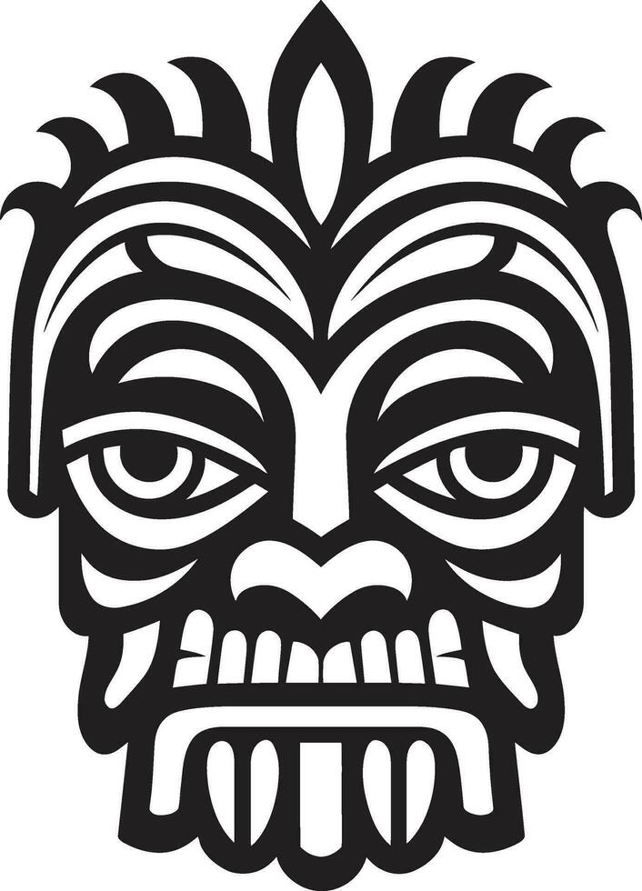 Exotic Elegance Stylish Tribal Tiki Icon Simplistic Totem Monochromatic Mask Silhouette vector