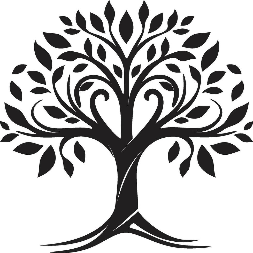 Leafy Majesty in Monochrome Emblematic Design Iconic Beauty in Branches Monochromatic Emblem vector