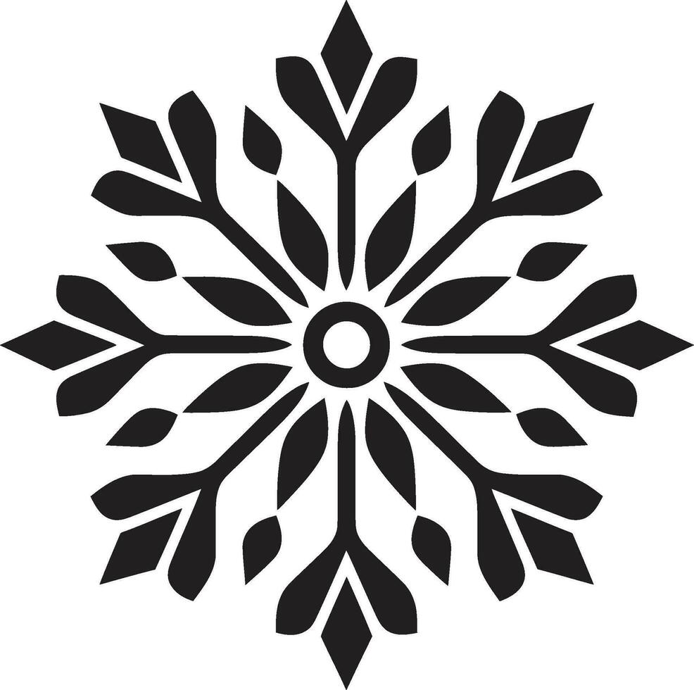 Symbol of Frosty Majesty Monochrome Snowflake Icon Majestic Icy Silence Emblematic Emblematic Art vector