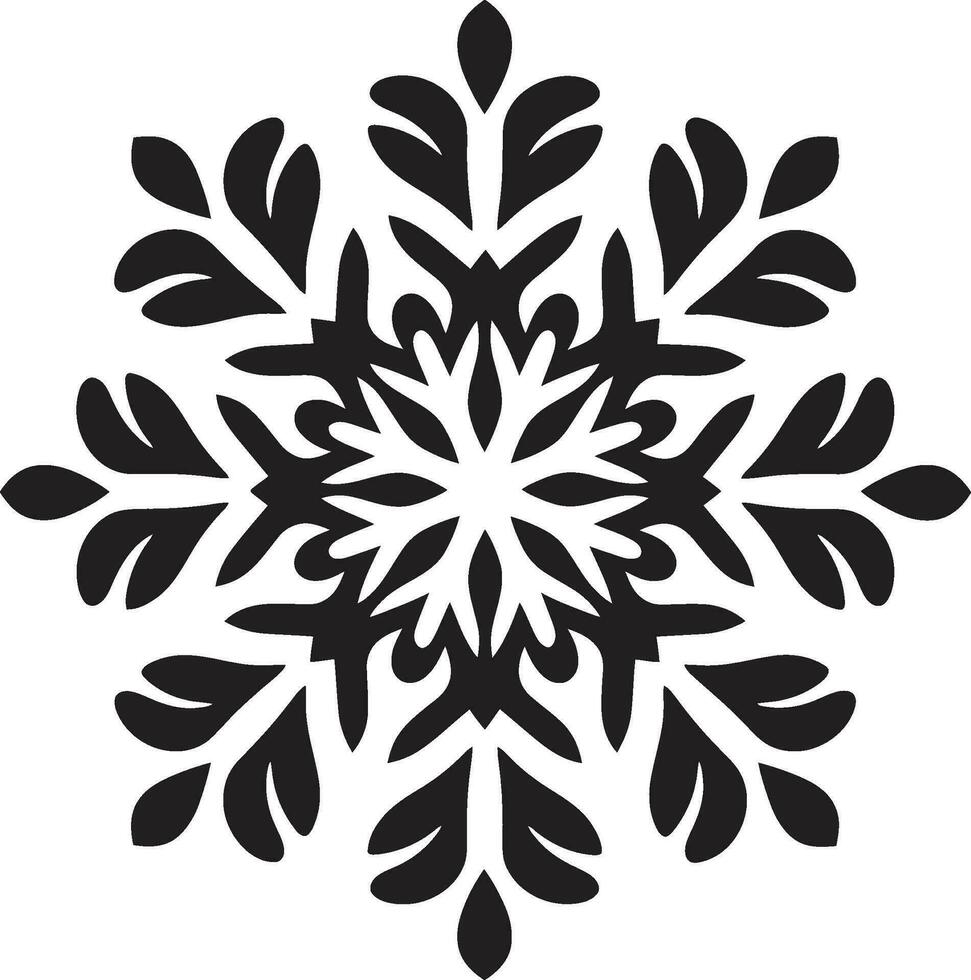 Noble Guardian of Snowfall Monochrome Emblem Ice Crystal Majesty in Simplicity Vector Snowflake