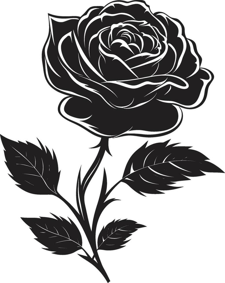 florecer en monocromo excelencia emblemático diseño icónico belleza de floreciente rosas monocromo emblema vector