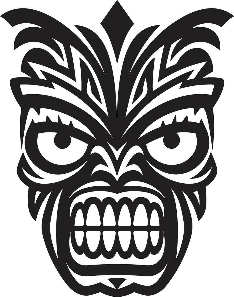 Natures Spirit Tiki Symbol in Monochrome Design Elegant Tribal Ambassador Stylish Vector Emblem