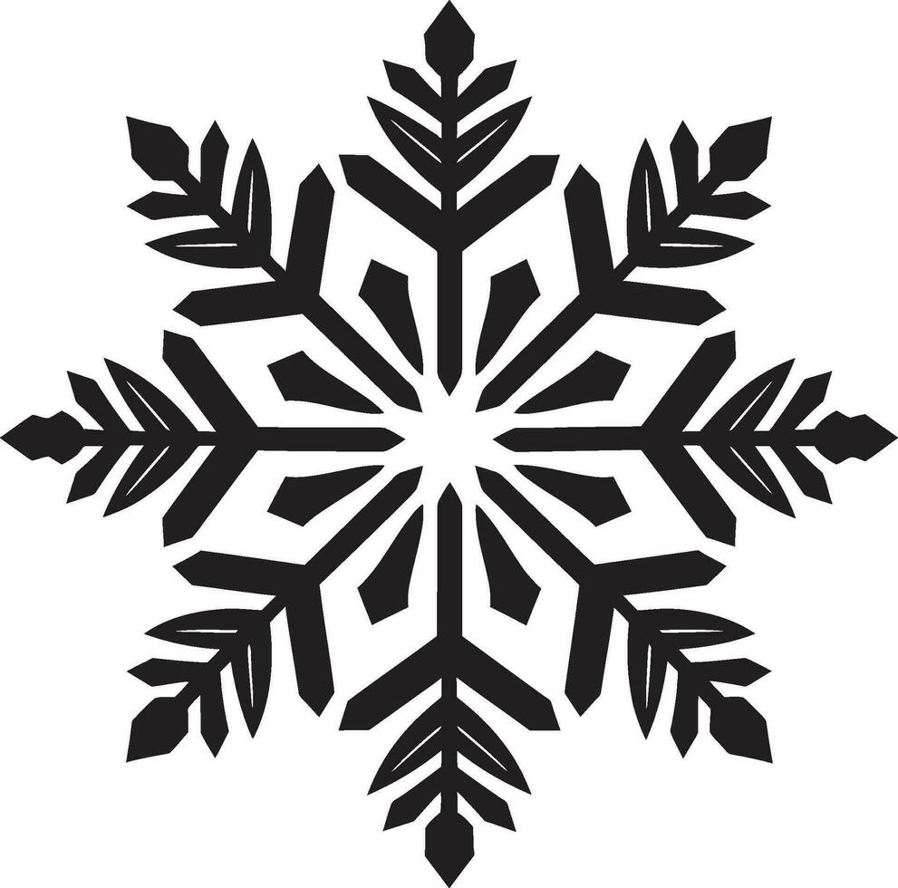 Winters Beauty Iconic Monochromatic Snowflake Vector Frosty Majesty Black Snowflake Logo Silhouette