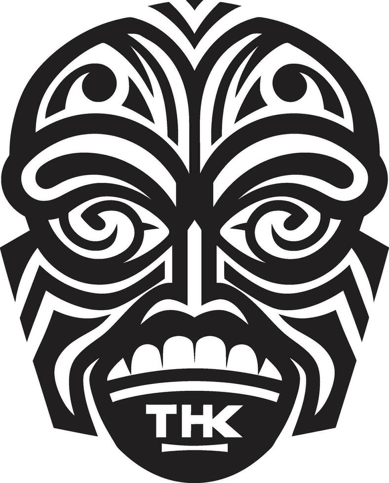 Simplistic Tribute to the Totem Tiki Logo in Black Emblematic Serenade to Tradition Monochrome Icon vector