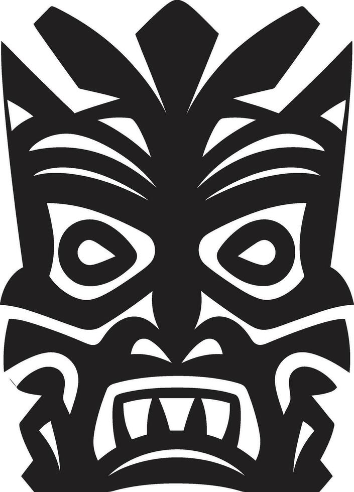 Simplistic Totem Silhouette Emblematic Tiki Icon Natures Spirit Tiki Symbol in Monochrome Design vector