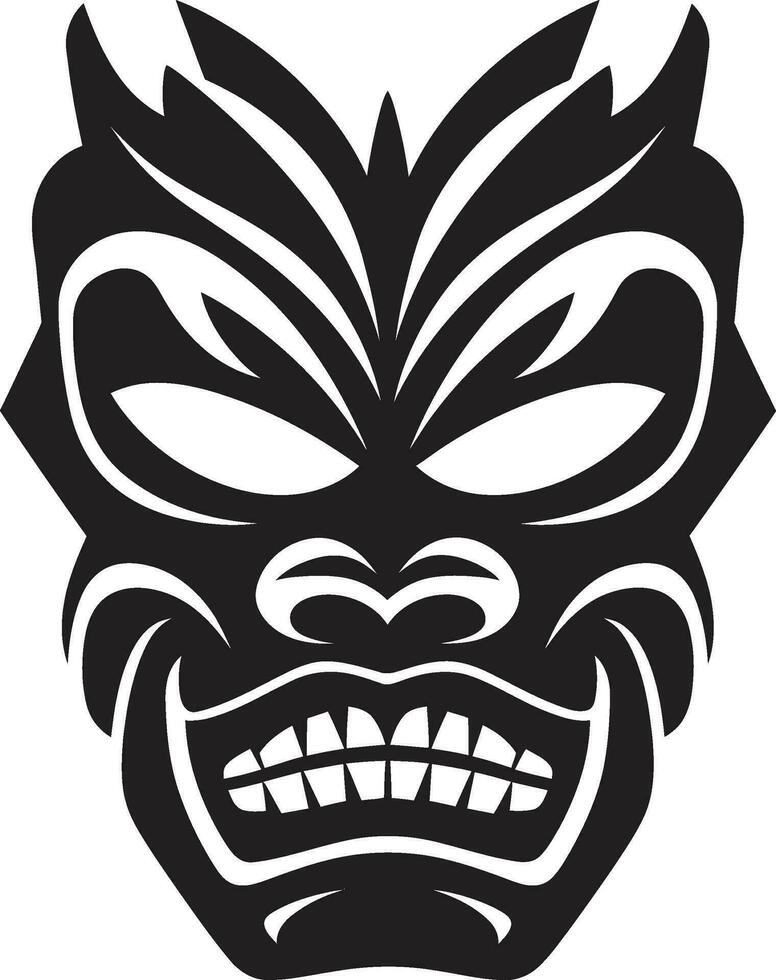 Simplistic Totem Silhouette Emblematic Tiki Icon Natures Spirit Tiki Symbol in Monochrome Design vector