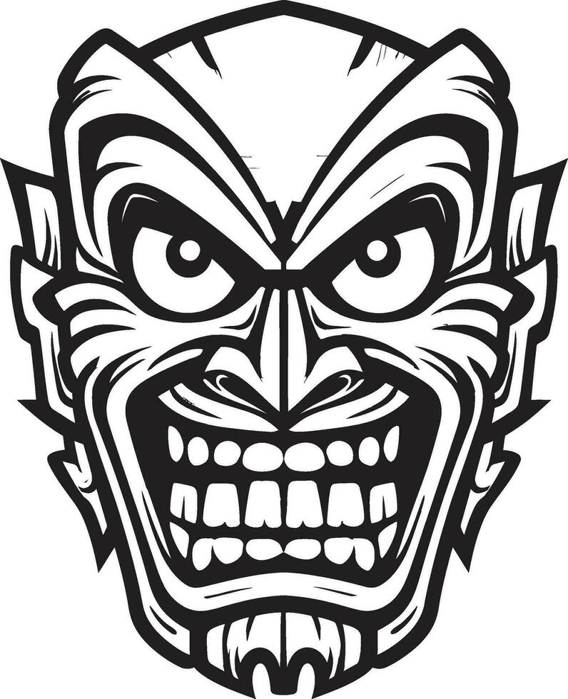 Tribal Traditions Excellence Emblematic Emblematic Art Icon of Cultural Richness in Monochrome Tiki Vector Emblem