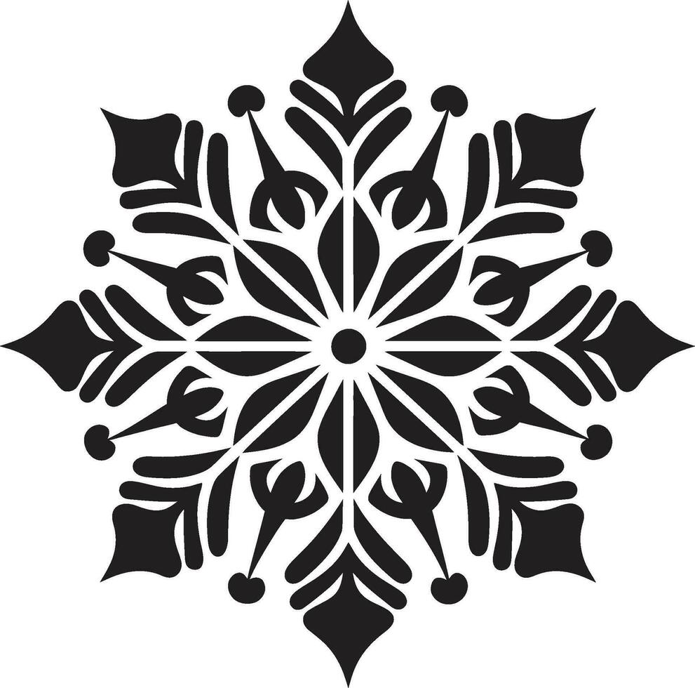 Frosty Majesty Black Snowflake Logo Silhouette Symbol of Snow Monochrome Snowflake Icon vector