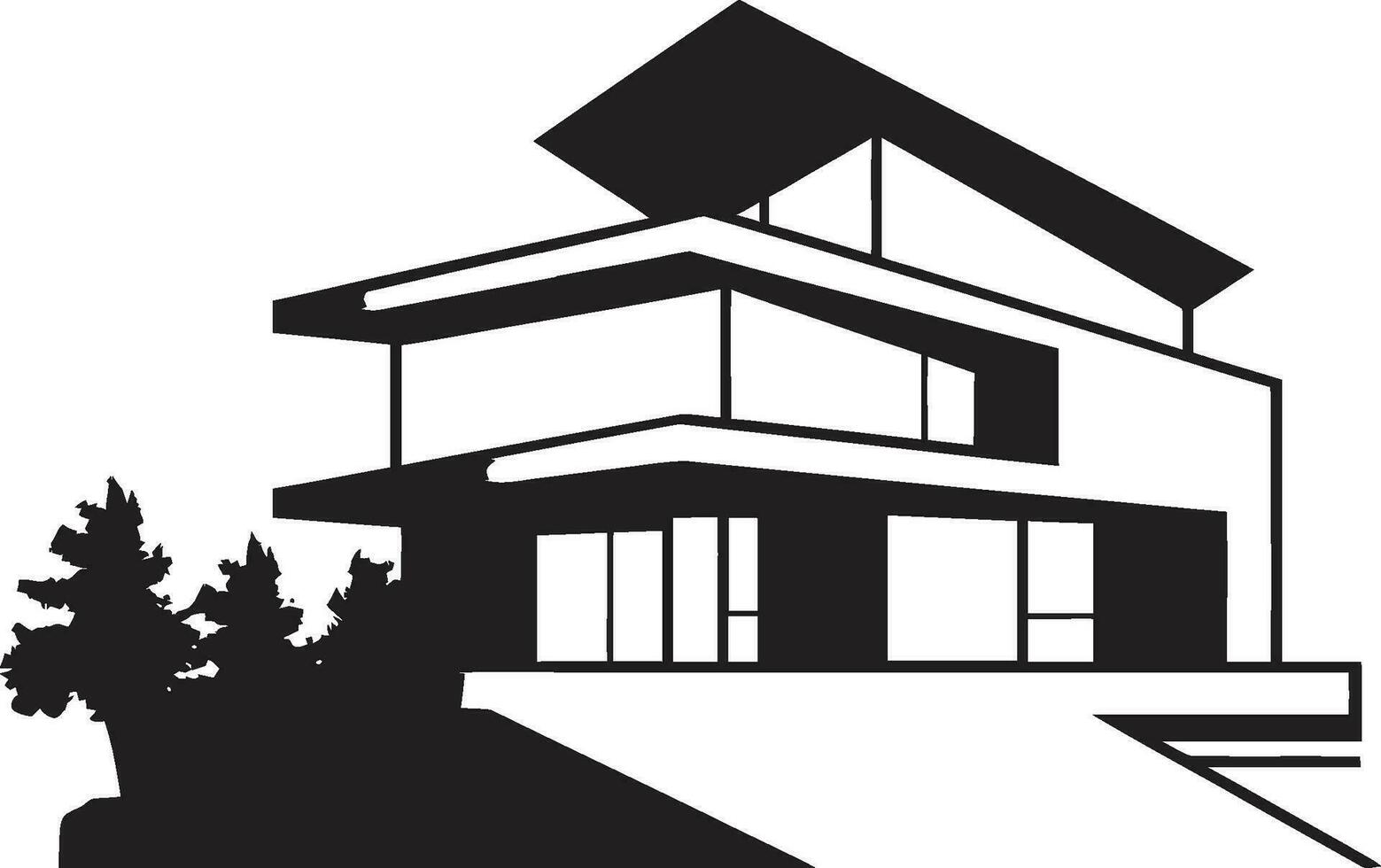 Residential Icon of Elegance Real Estate Logo Sleek Villa Realty Modern Monochrome Emblem vector