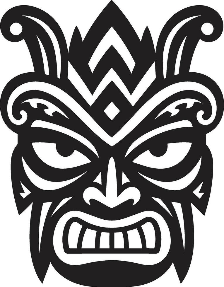 real emblema de cultural legado moderno negro icono serenidad en monocromo arte indígena máscara diseño vector