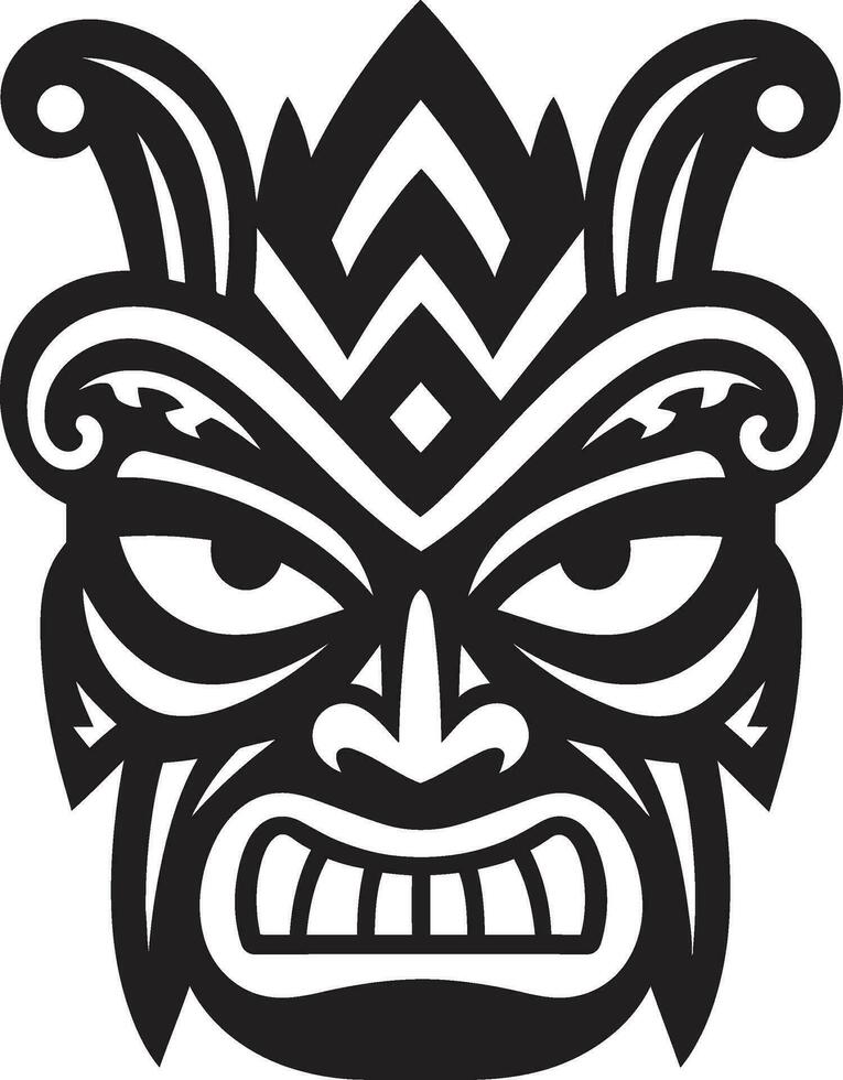 Regal Emblem of Cultural Legacy Modern Black Icon Serenity in Monochrome Artistry Indigenous Mask Design vector