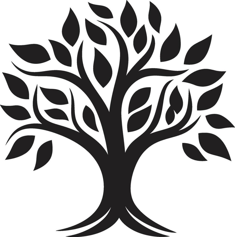 Regal Tree Silhouette Modern Black Icon Minimalistic Growth Art Monochrome Emblem vector