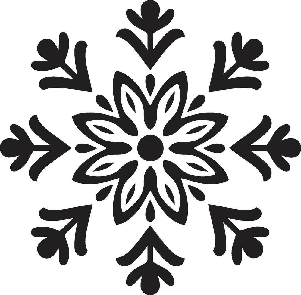 Regal Snowy Majesty Emblematic Snowflake Art Symbol of Frosty Delight Monochromatic Emblem vector