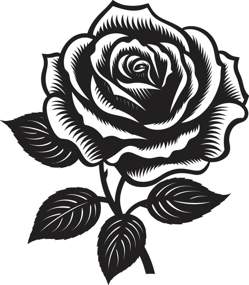Noble Guardian of Roses Black Vector Design Simplistic Beauty of Blooms Rose Icon