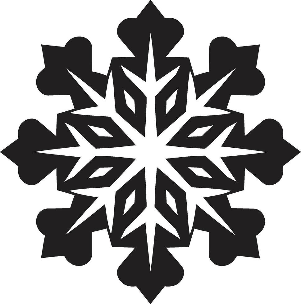 Crystal Majesty Excellence Monochromatic Emblem Timeless Icon of Snowfall Stylish Snowflake Symbol vector