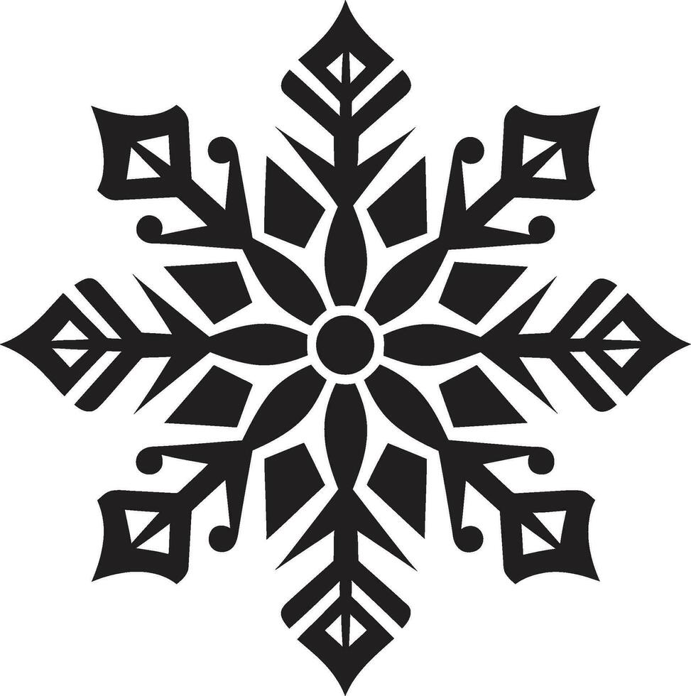 Serenade of the Snowflakes Modern Vector Snow Crystal Majesty Excellence Monochromatic Emblem