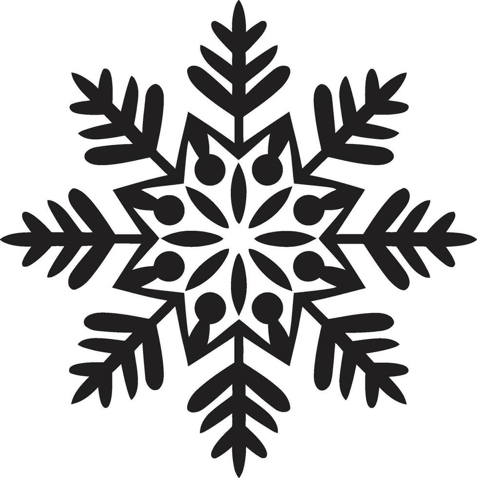 Elegance in Snowy Whispers Black Logo Simplistic Crystal Silhouette Monochrome Ice Emblem vector