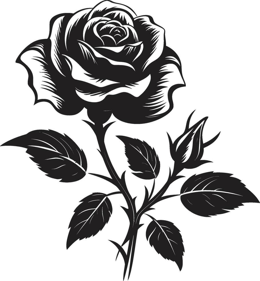 símbolo de pétalos perfección negro floral vector Rosa emblema floral majestad en monocromo emblemático Rosa logo