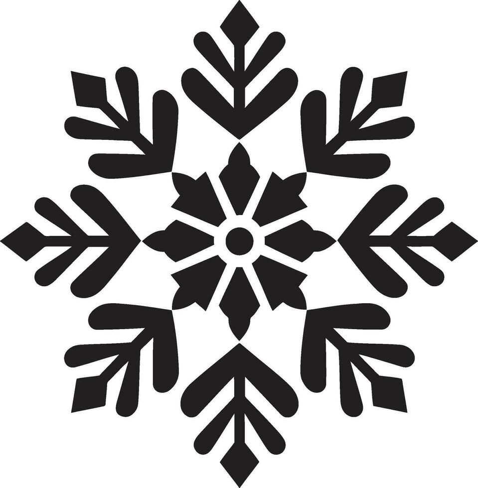 Simplistic Beauty of Snowflakes Snow Icon Emblematic Serenade in Black Logo Symbol vector