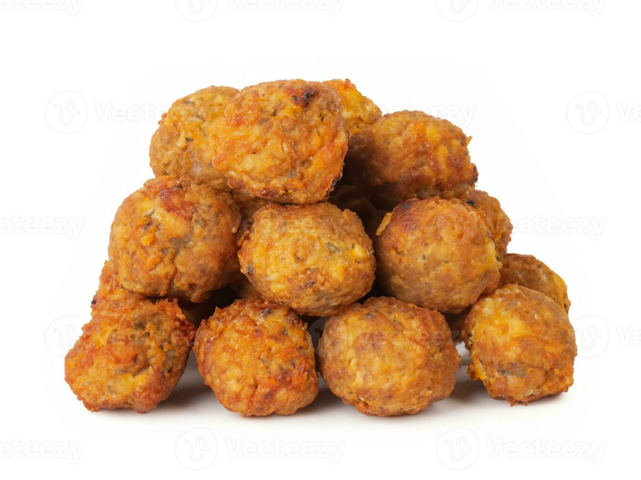 fried meatballs isolated on white photo