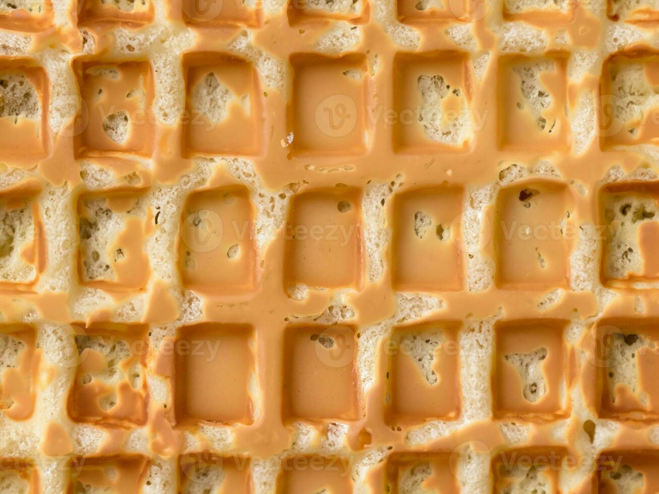 waffle with honey, close up photo