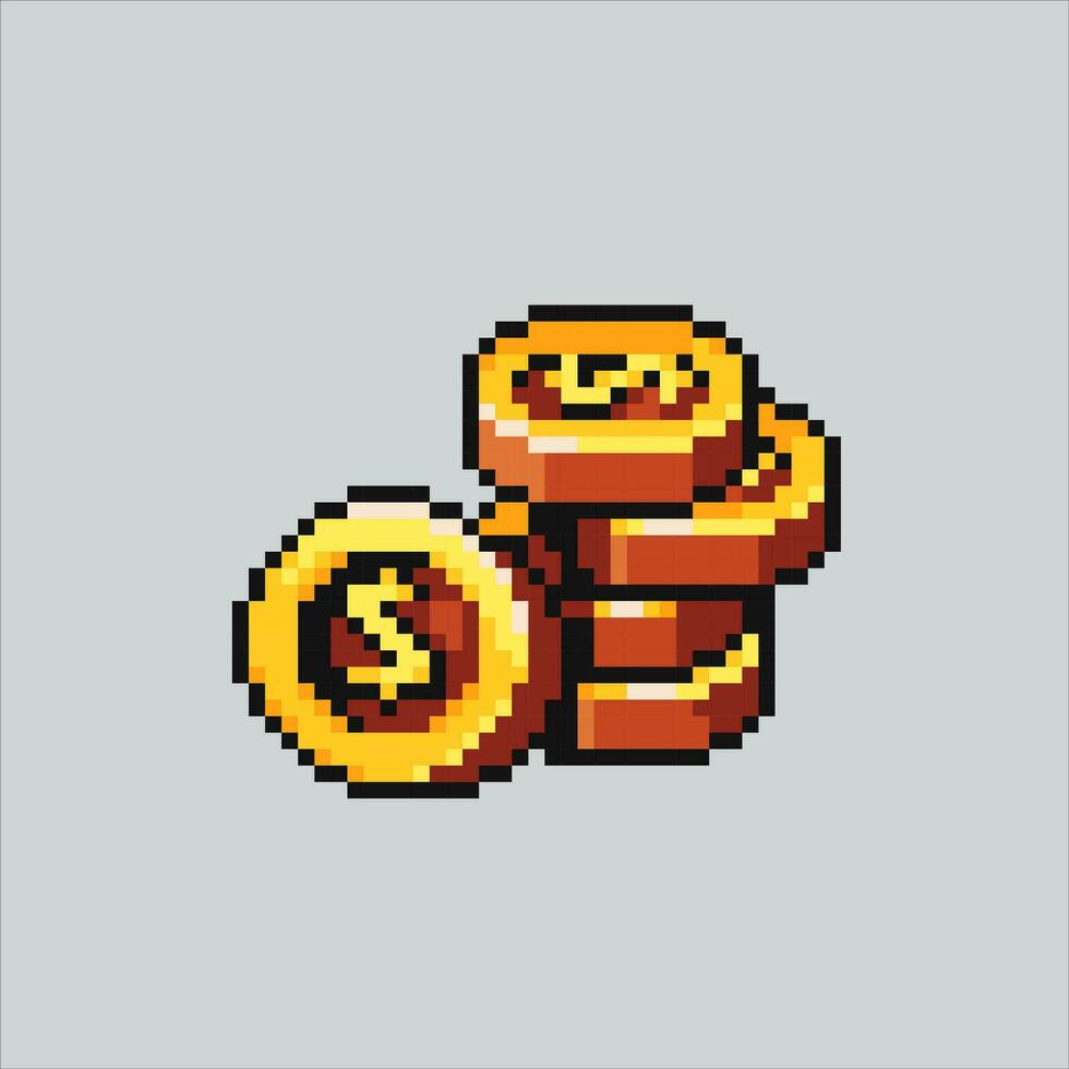 Pixel art illustration Coin. Pixelated Coin. Coin pixelated for the pixel art game and icon for website and video game. old school retro. vector