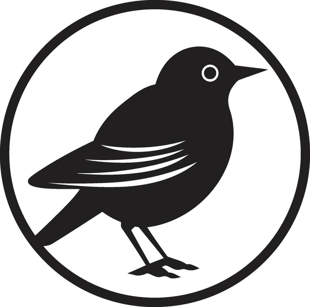 Iconic Songbird Melody Monochrome Design Woodlands Melodic Charm Black Robin Emblem vector