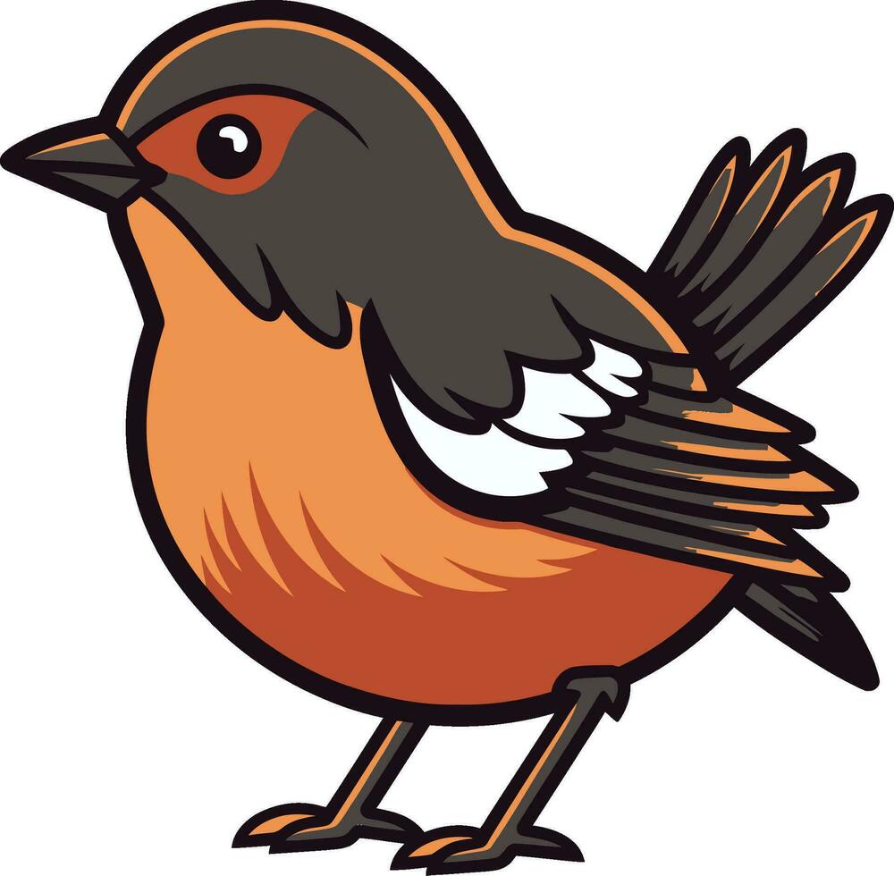elegante armonía en vuelo icónico pájaro logo emblema de petirrojos canción monocromo diseño vector