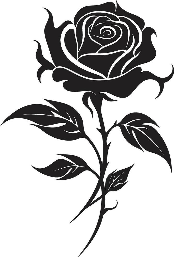 Minimalistic Blossom Art Monochrome Emblem Icon of Romance Rose Vector Logo