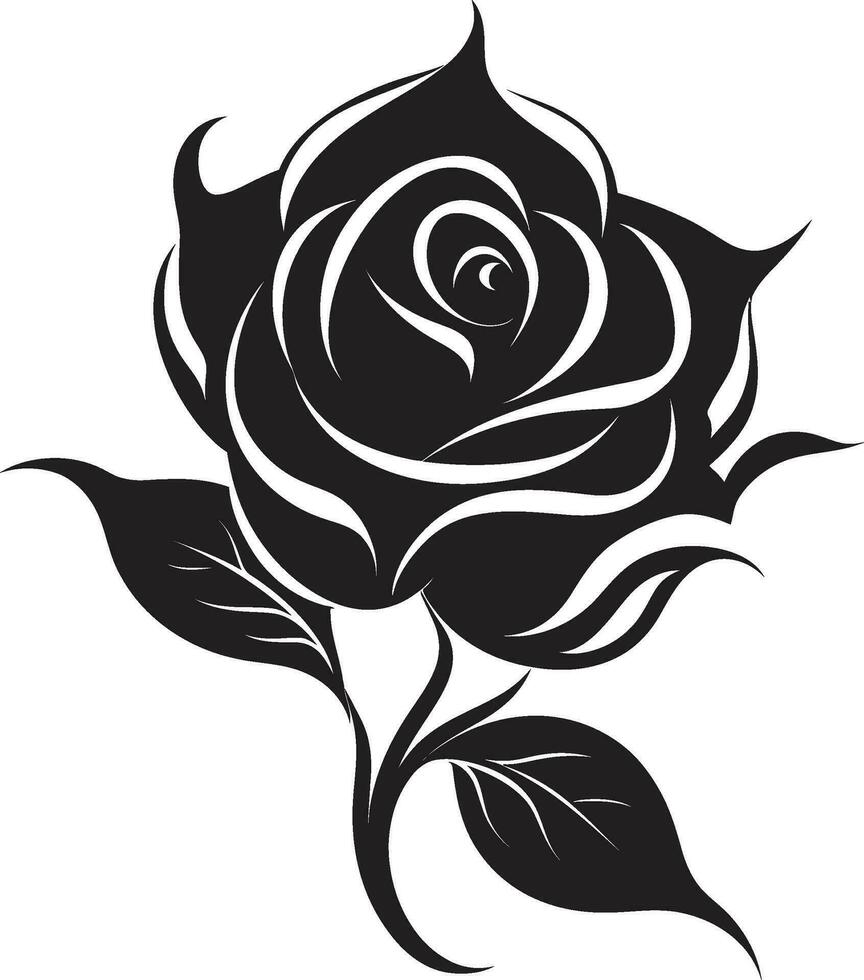 Natures Serenity in Black Rose Logo Majestic Emblem of Romance Stylish Icon vector