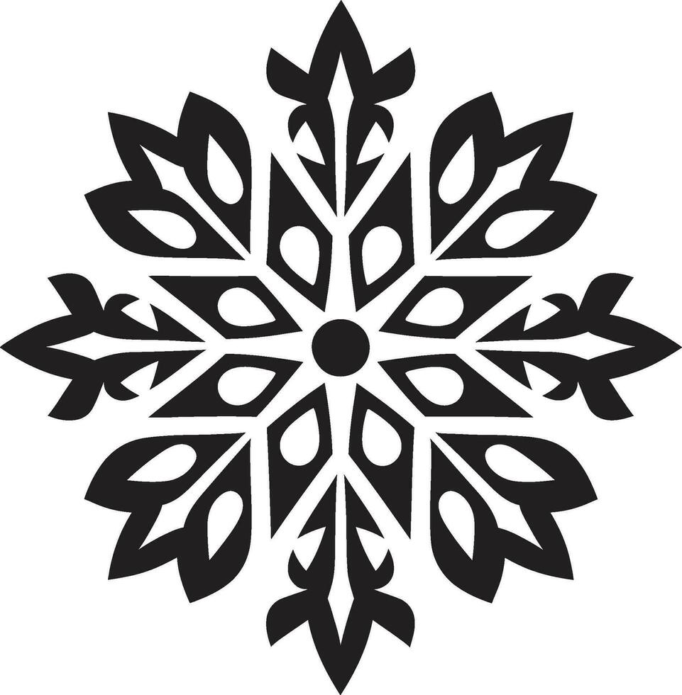 Majestic Frosty Majesty Emblematic Snowflake Emblem Regal Elegance in Monochrome Vector Snow Art