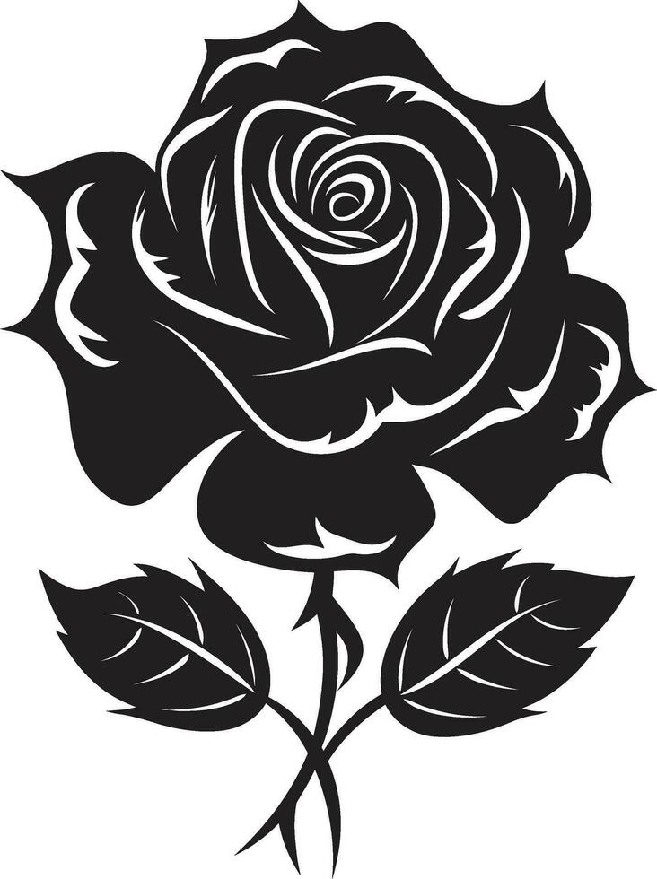 Regal Rose Silhouette Modern Black Icon Minimalistic Blossom Art Monochrome Emblem vector