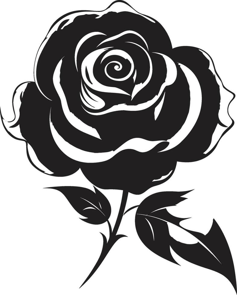 Emblematic Rose Serenity Logo Silhouette Elegant Floral Excellence Modern Emblem vector