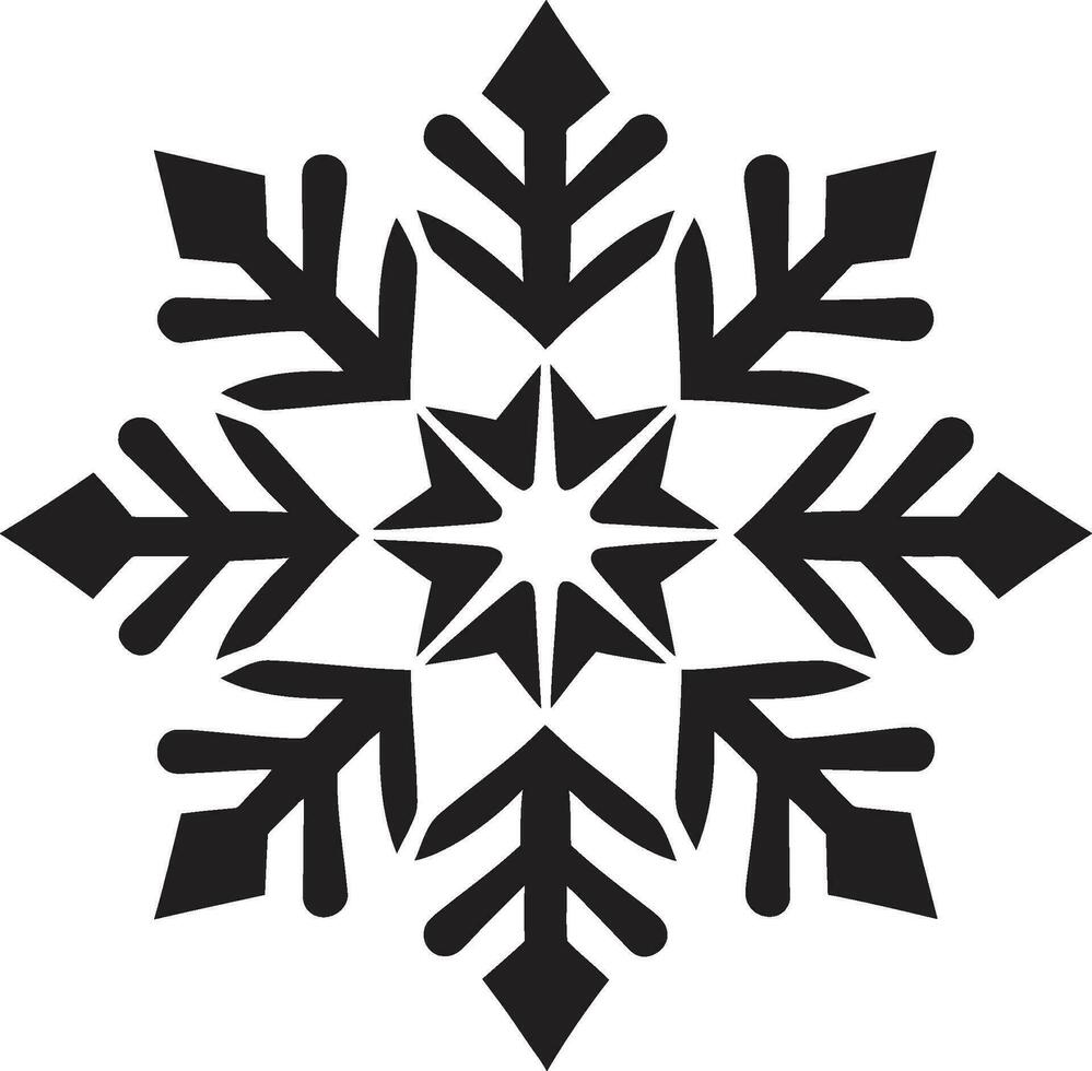 Icon of Winters Majesty Vector Snow Emblem Frost in Monochrome Iconic Snowflake Art