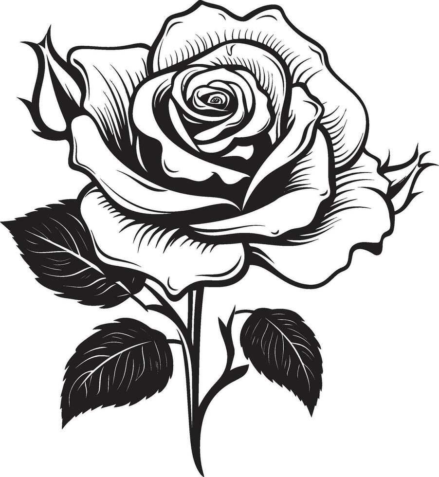 Regal Bloom Majesty Vector Rose Symbol Serenade in Black and White Iconic Rose Logo