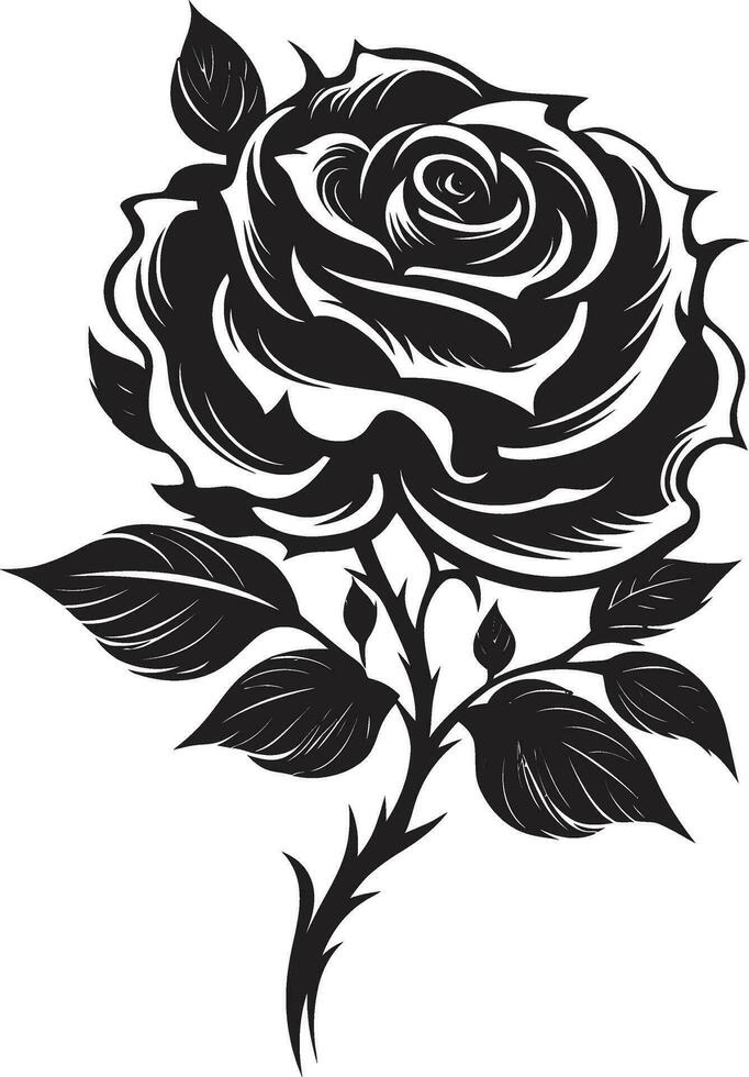 Regal Rose Majesty Emblematic Bloom Emblem Serenity in Black and White Blooming Roses vector