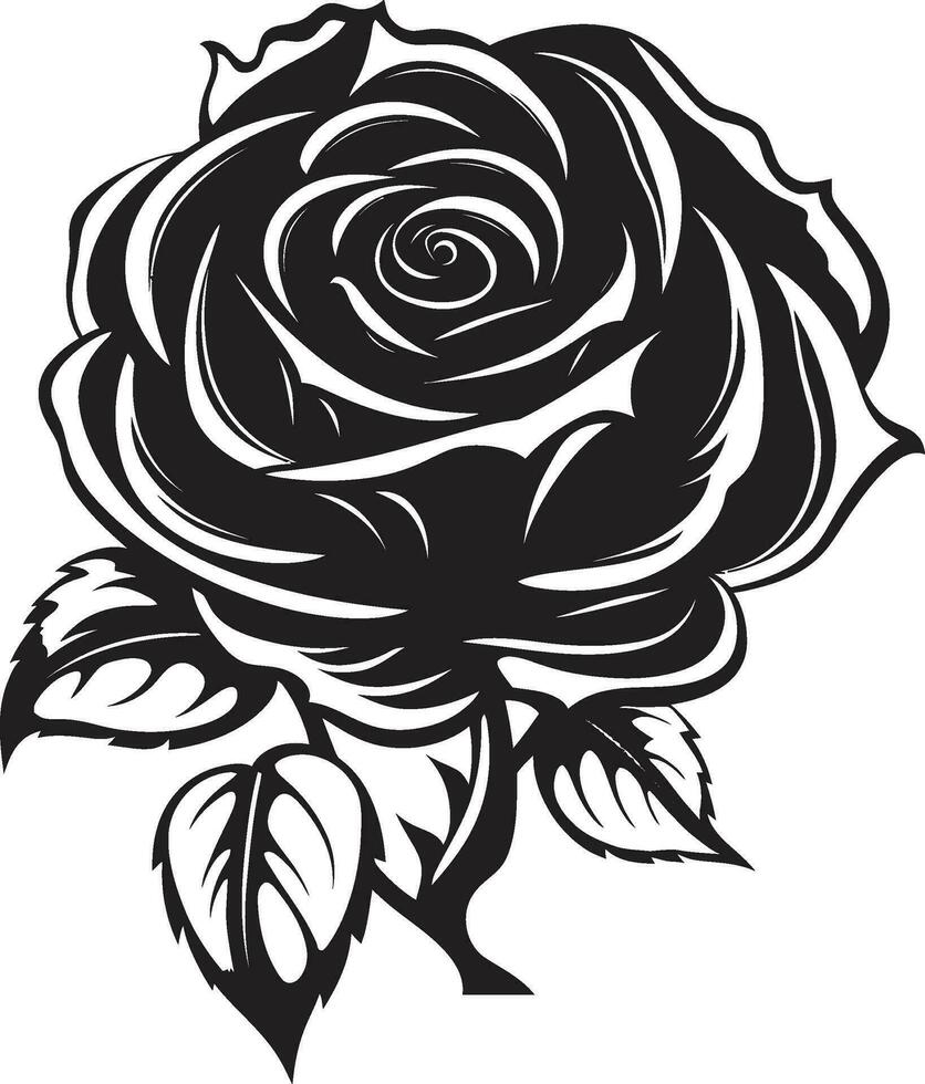 Minimalistic Emblem of Roses Monochrome Emblem Noble Guardian of Loves Beauty Black Logo Art vector