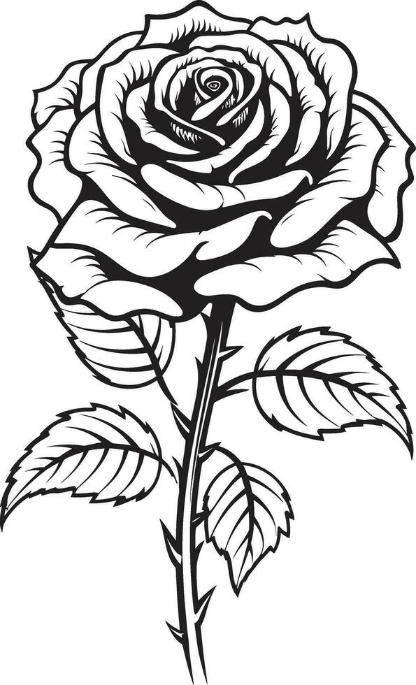 serenata en negro y blanco icónico Rosa logo floral majestad en sencillez monocromo diseño vector