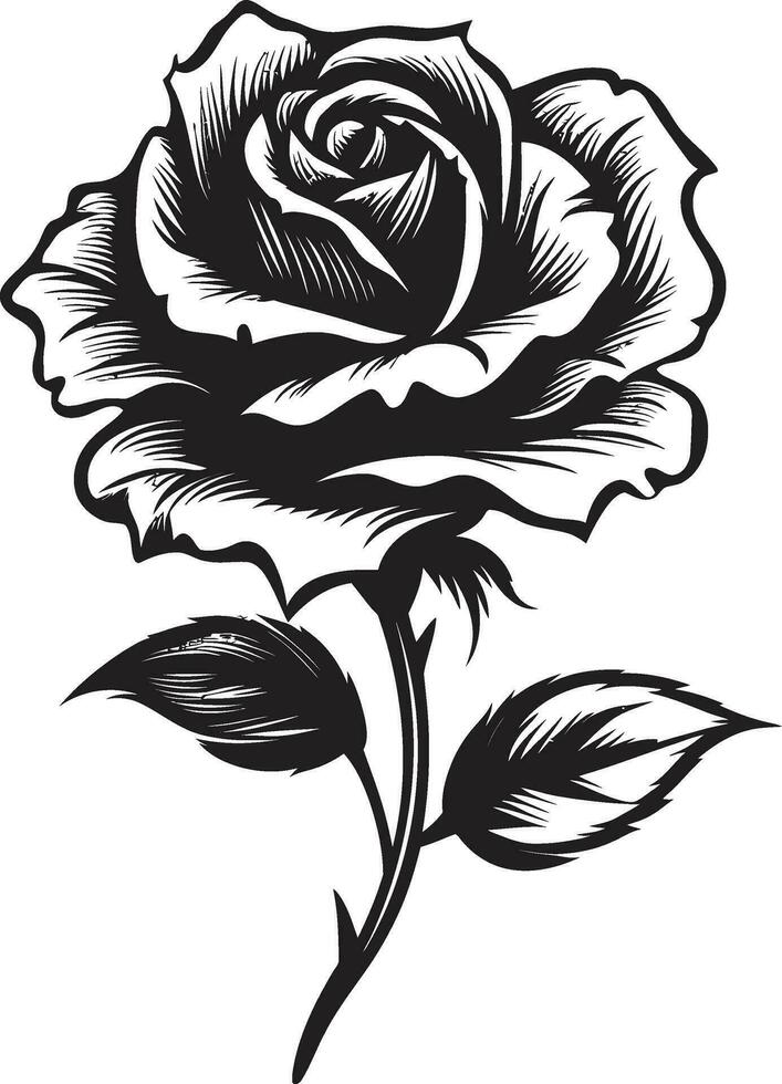 Noble Guardian of Petals Monochrome Floral Emblem Garden Majesty in Simplicity Vector Rose