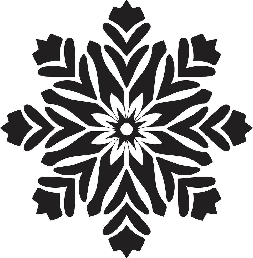 Crystal Majesty of Winter Monochrome Emblem Timeless Icon of Frosty Beauty Snow Silhouette Icon vector