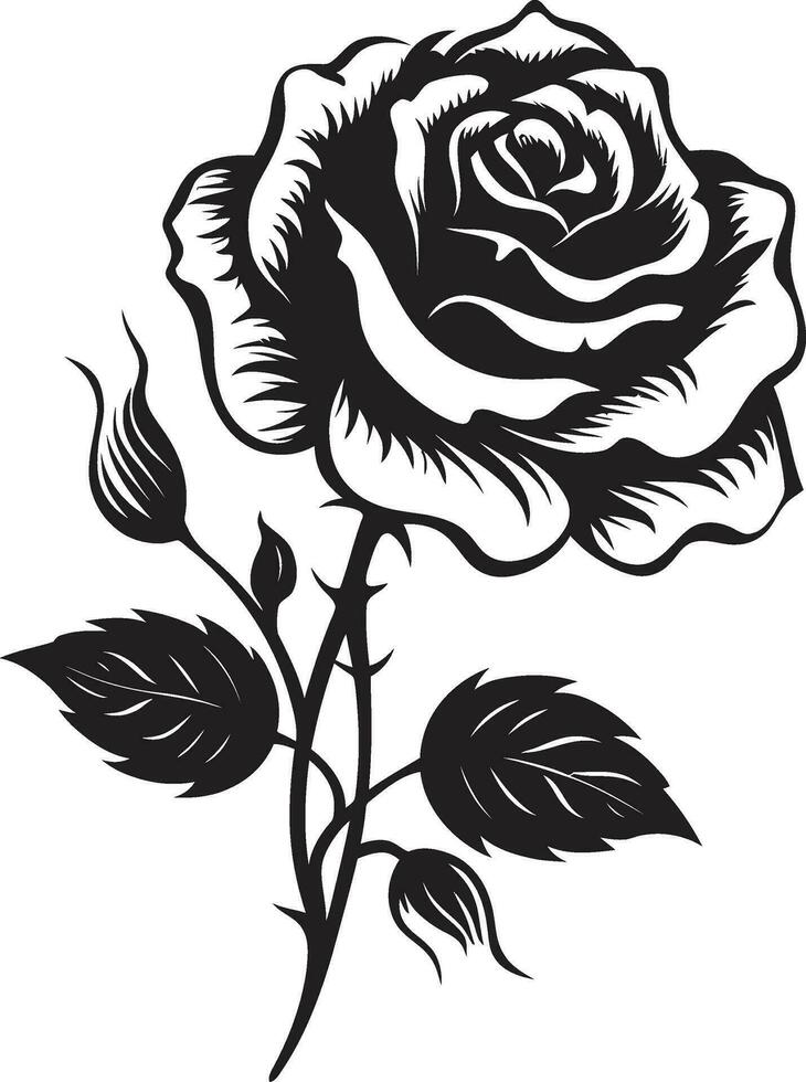 icónico Rosa ramo de flores monocromo diseño eterno Rosa excelencia negro logo Arte vector