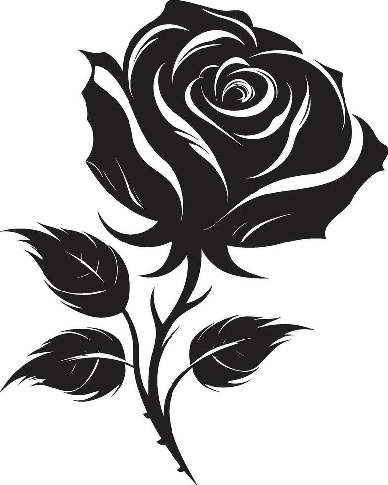 naturalezas serenidad Rosa símbolo en negro emblemático floral encanto logo diseño vector
