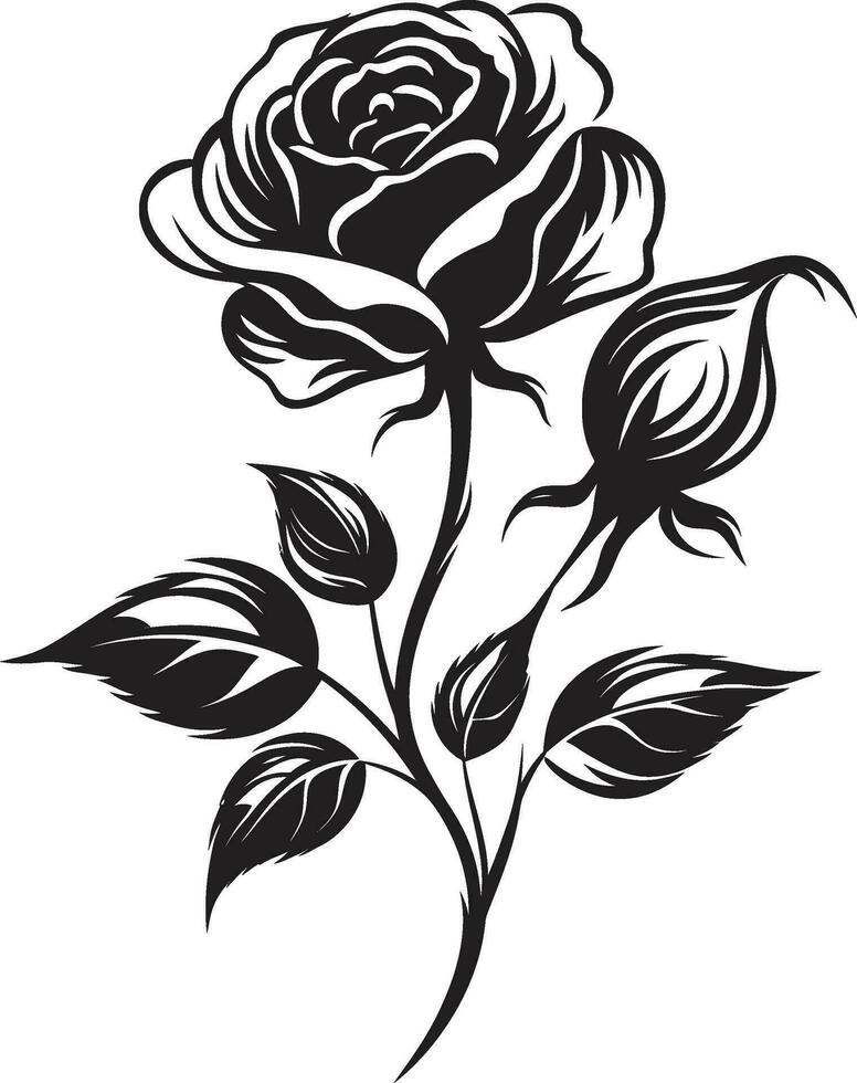 Bouquets Beauty in Black Emblematic Design Emblematic Rose Serenade Logo Symbol in Monochrome vector