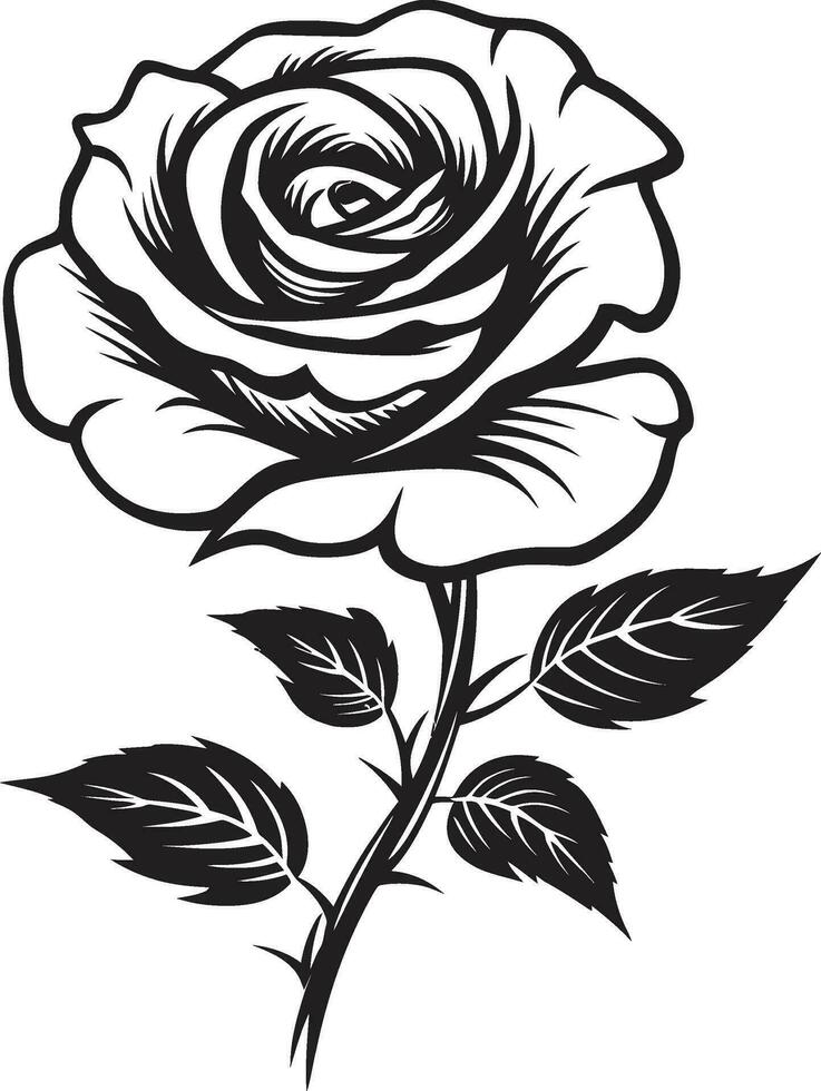 Symbol of Natures Beauty Rose Vector Icon Floral in Monochrome Emblematic Rose Art