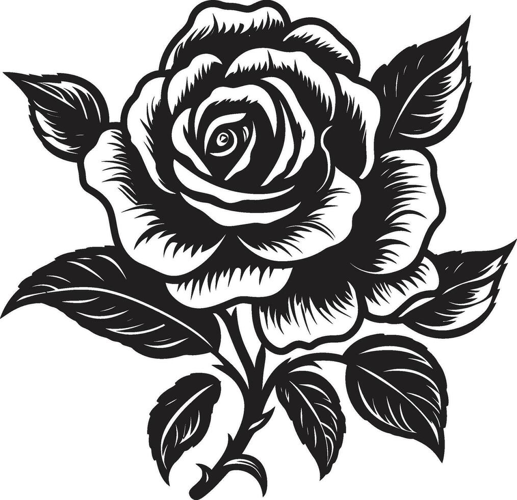 eterno icono de cierne rosas emblemático emblema simplista ramo de flores silueta negro emblema vector