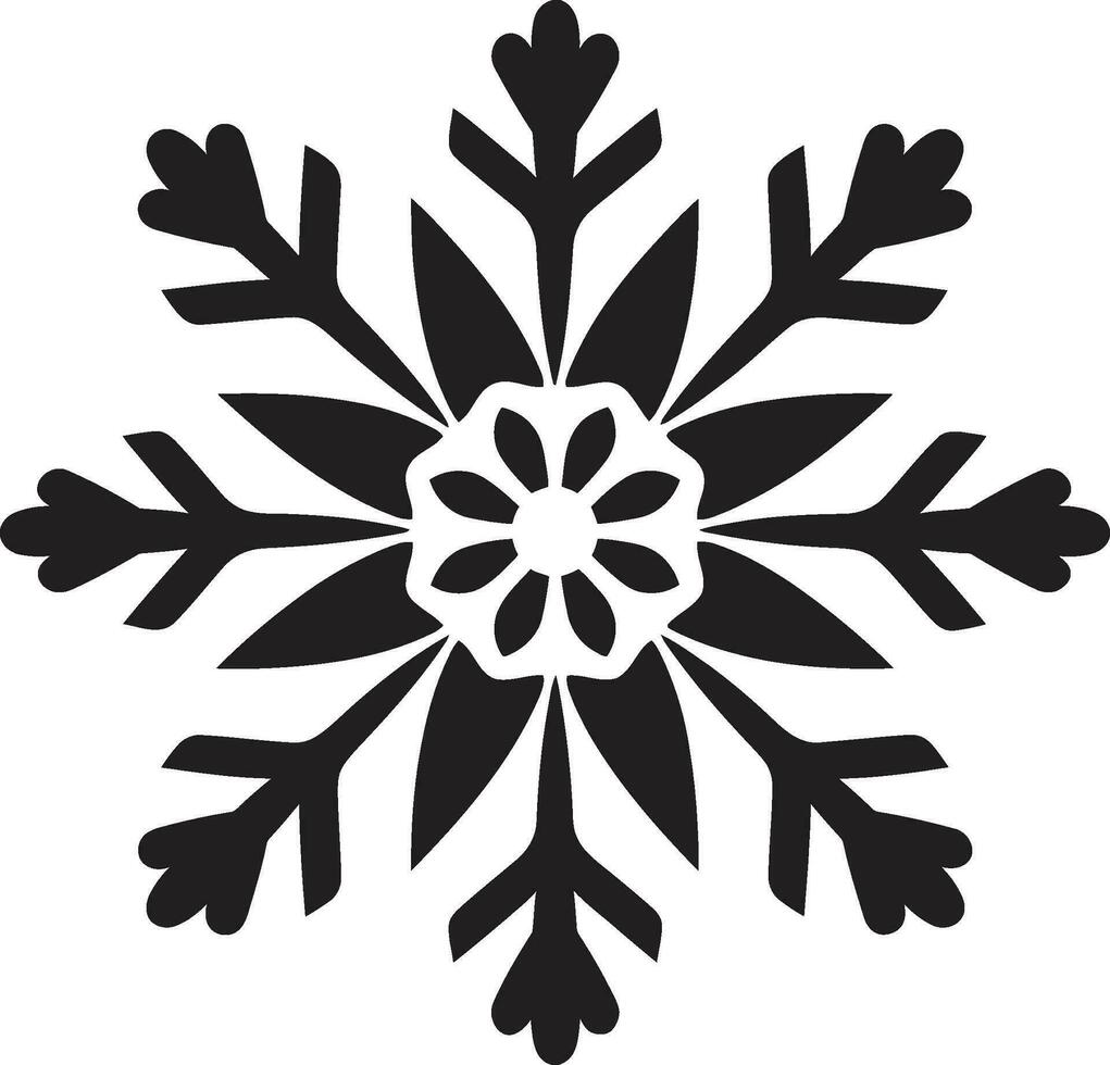 Symbol of Frosty Delight Monochromatic Emblem Majestic Icy Crystal in Black Emblematic Design vector