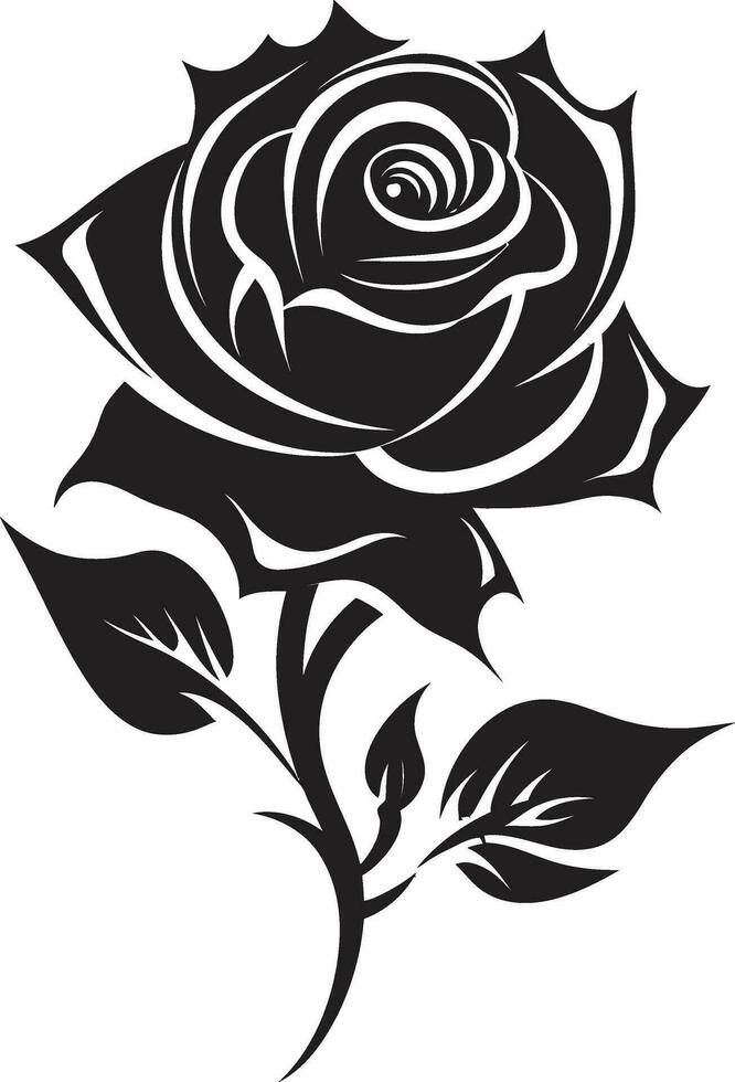Regal Blossom Majesty Vector Rose Symbol Serenade in Black and White Iconic Logo